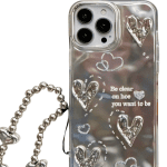 New silvery heart case with pendents Chain