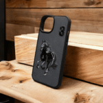 Santa Barbara Polo & Racquet Club Luxury Leather iPhone Case – Embroidered Horse Design