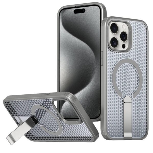Magnetic Mesh Cooling Case with Kickstand for iPhone (12–17 Series)