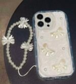Pearl Bow Glitter iPhone Case – Elegant Aesthetic Protective Cover - Image 4