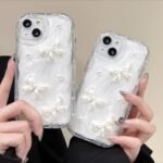 Pearl Bow Glitter iPhone Case – Elegant Aesthetic Protective Cover - Image 3