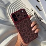 Premium Leopard Burgundy iPhone Case | Luxury Animal Print Protective Cover - Image 3