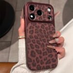 Premium Leopard Burgundy iPhone Case | Luxury Animal Print Protective Cover