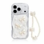 Pearl Bow Glitter iPhone Case – Elegant Aesthetic Protective Cover